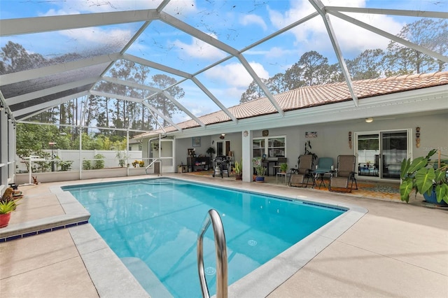 82 Ryland Dr, Palm Coast, FL 32164 - view of swimming pool with a patio and glass enclosure