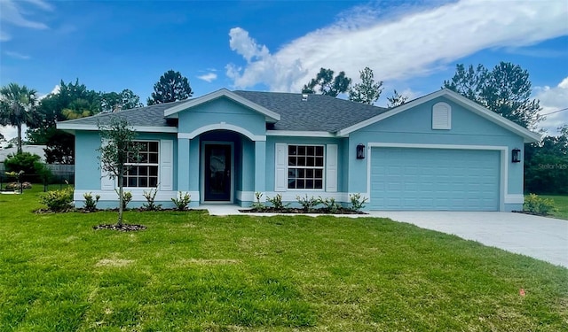 6 Pickcane Ln, Palm Coast, FL 32164 - single story home featuring concrete driveway, a garage, a front lawn, and roof with shingles