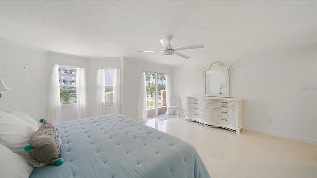 1 John Anderson Dr Unit 2180, Ormond Beach, FL 32176 - bedroom with ornamental molding, baseboards, and ceiling fan