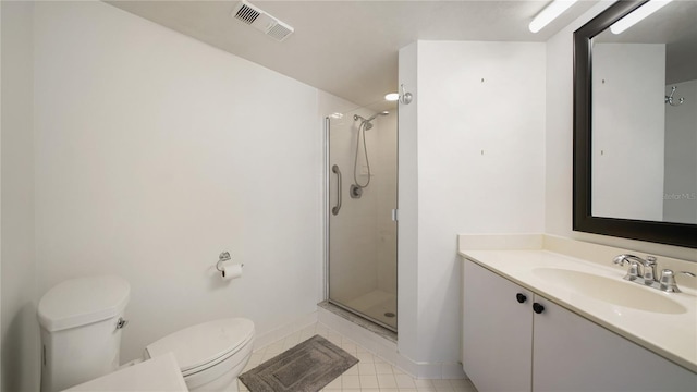 1 John Anderson Dr Unit 2180, Ormond Beach, FL 32176 - full bath featuring toilet, vanity, a shower stall, tile patterned flooring, and baseboards
