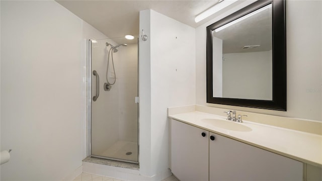 1 John Anderson Dr Unit 2180, Ormond Beach, FL 32176 - full bathroom featuring a stall shower, vanity, and baseboards
