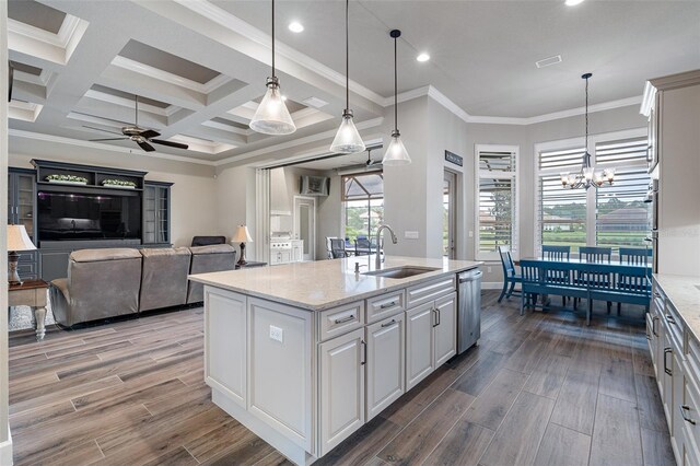 514 Wingspan Dr, Ormond Beach, FL 32174 - kitchen featuring a sink, a ceiling fan, dishwasher, recessed lighting, and wood finished floors