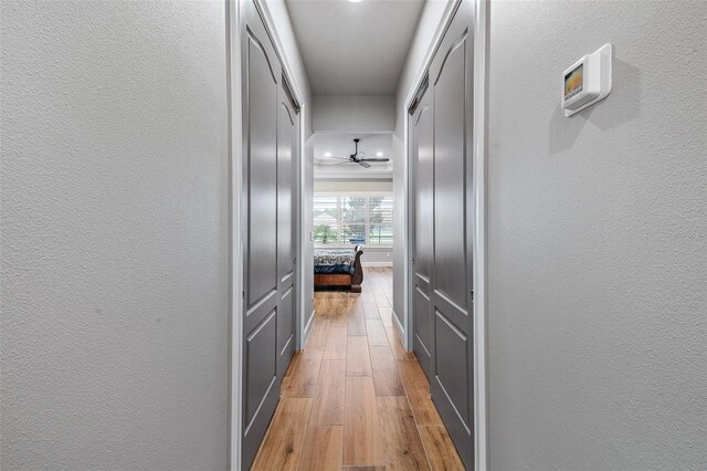514 Wingspan Dr, Ormond Beach, FL 32174 - hall with light wood-style floors and a textured wall