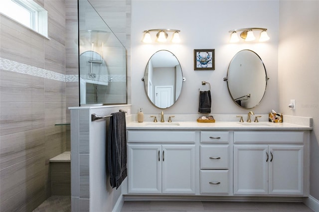 11 Tideway Trl, Palm Coast, FL 32137 - bathroom featuring double vanity and a walk in shower