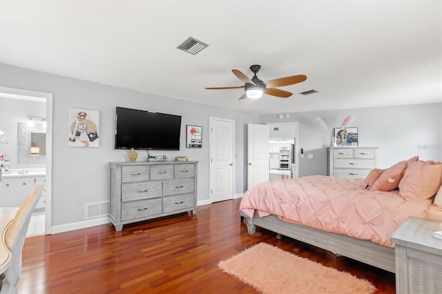 30 Clermont Ct, Palm Coast, FL 32137 - bedroom with wood finished floors, baseboards, ensuite bathroom, and ceiling fan