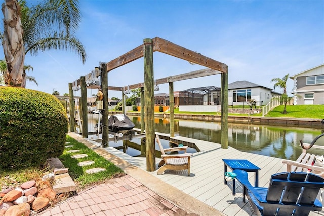 30 Clermont Ct, Palm Coast, FL 32137 - dock area with boat lift and a water view