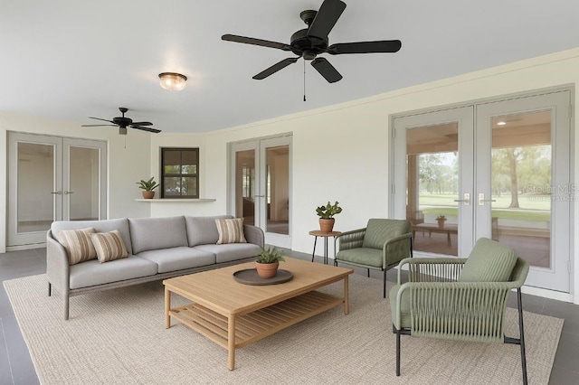 381 E Joplin Ct, Hernando, FL 34442 - living room with french doors and ceiling fan