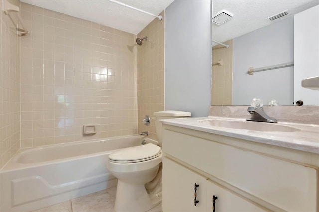 13 Hembury Ln, Palm Coast, FL 32137 - full bath with bathing tub / shower combination, vanity, tile patterned floors, toilet, and a textured ceiling