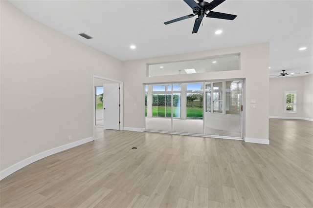 38 Kingsley Cir, Ormond Beach, FL 32174 - unfurnished room with a ceiling fan, recessed lighting, light wood-type flooring, and baseboards