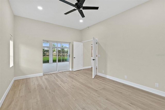 38 Kingsley Cir, Ormond Beach, FL 32174 - unfurnished room featuring light wood-type flooring, a ceiling fan, baseboards, and recessed lighting