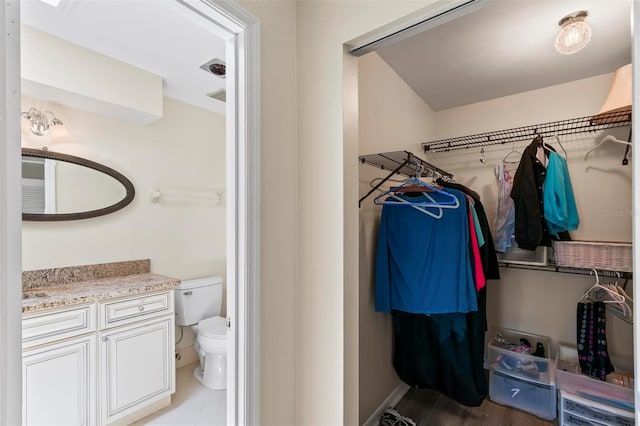 179 Frankford Ln, Palm Coast, FL 32137 - bathroom with vanity, toilet, and a walk in closet