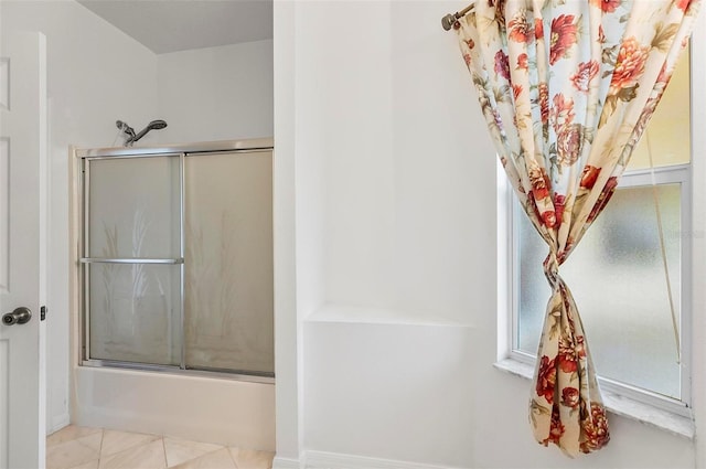 42 Raintree Pl, Palm Coast, FL 32164 - bathroom featuring enclosed tub / shower combo and tile patterned flooring