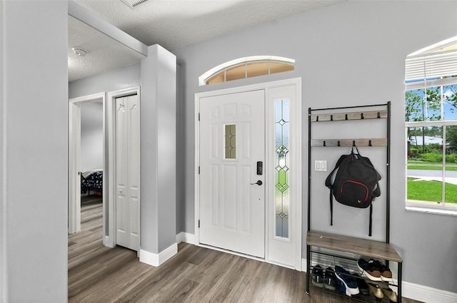 4 Seathorn Path, Palm Coast, FL 32164 - entryway featuring wood finished floors, healthy amount of natural light, and a textured ceiling