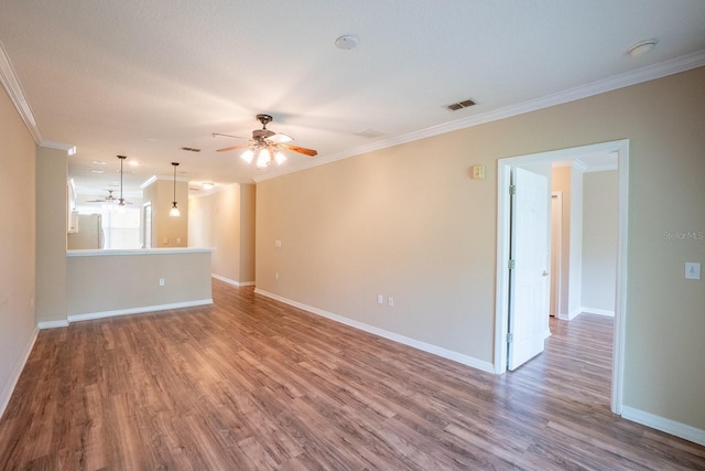 1400 Canopy Walk Ln Unit 1413, Palm Coast, FL 32137 - unfurnished living room with a ceiling fan, crown molding, and wood finished floors
