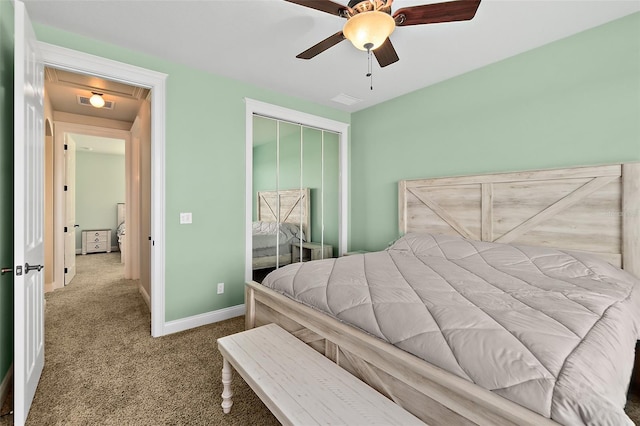 207 S Riverwalk Dr, Palm Coast, FL 32137 - bedroom featuring carpet, a closet, and ceiling fan