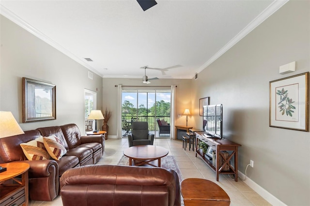200 Riverfront Dr Unit D302, Palm Coast, FL 32137 - living room featuring light tile patterned flooring and ornamental molding