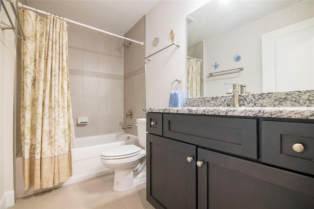 15 Raleigh Dr, Palm Coast, FL 32164 - bathroom with shower / bathtub combination with curtain, tile patterned floors, and vanity