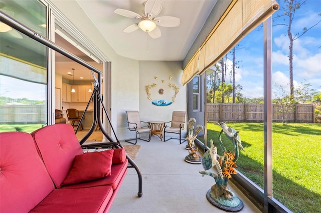 9 Port Royal Dr, Palm Coast, FL 32164 - sunroom with a ceiling fan