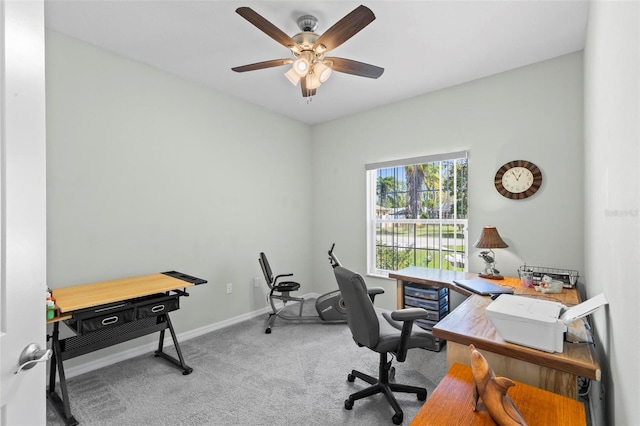 9 Port Royal Dr, Palm Coast, FL 32164 - carpeted home office featuring ceiling fan and baseboards