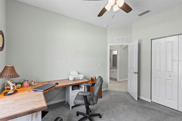 9 Port Royal Dr, Palm Coast, FL 32164 - carpeted home office with ceiling fan and baseboards
