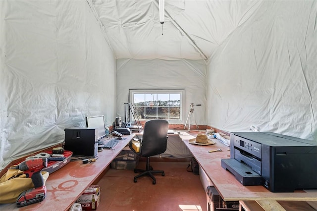 9 Port Royal Dr, Palm Coast, FL 32164 - office area featuring concrete floors and vaulted ceiling