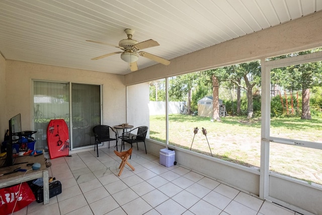 19 Rydell Ln, Palm Coast, FL 32164 - sunroom / solarium featuring a ceiling fan