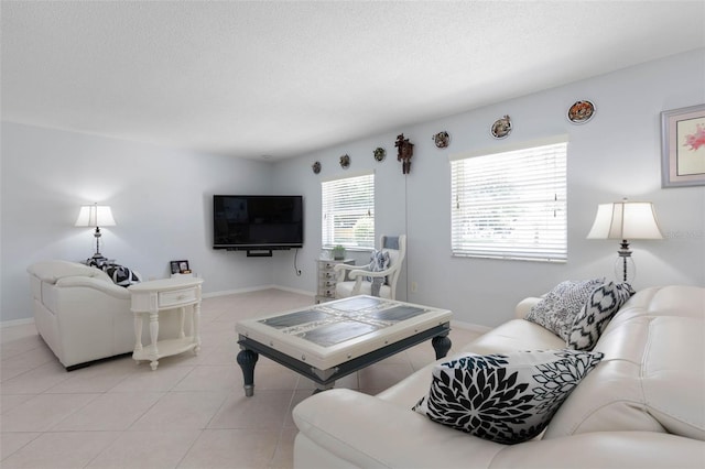 12 Fernwood Ln, Palm Coast, FL 32137 - living room with light tile patterned floors and a textured ceiling