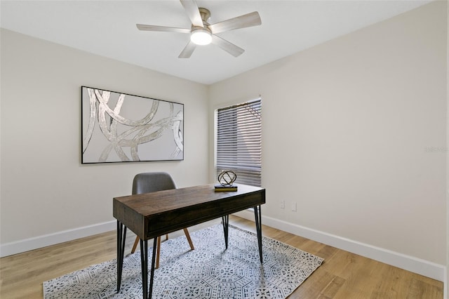 7 Sherbury Ct Unit 7, Palm Coast, FL 32137 - office space with ceiling fan, baseboards, and light wood-type flooring