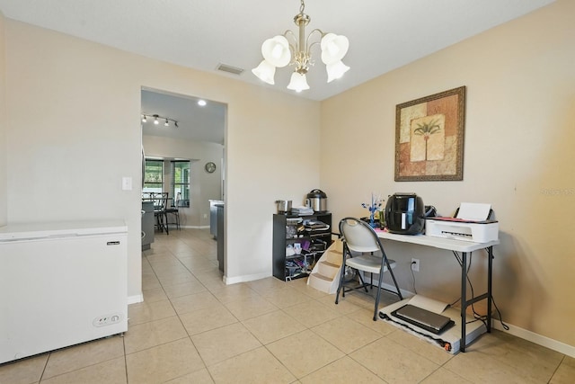 8 Severn Ct, Palm Coast, FL 32164 - office featuring a chandelier and light tile patterned floors
