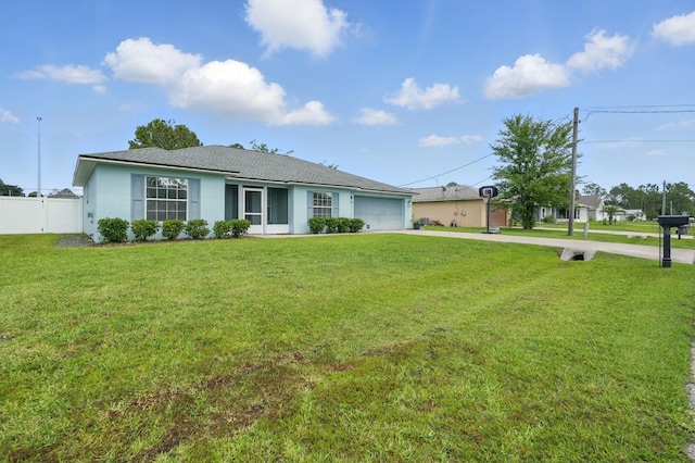 8 Severn Ct, Palm Coast, FL 32164 - ranch-style house with concrete driveway, an attached garage, and stucco siding