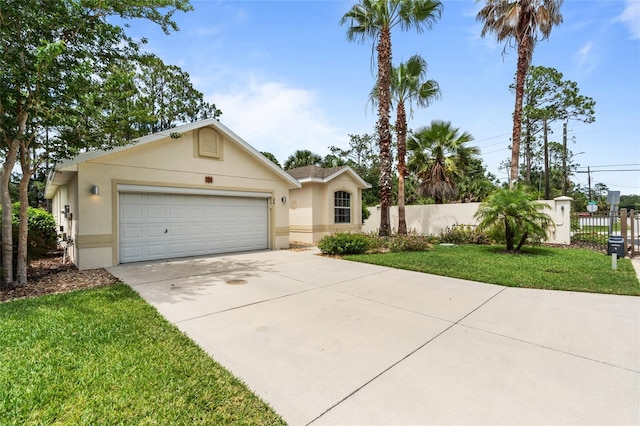 34 Raintree Cir, Palm Coast, FL 32164 - ranch-style home with stucco siding, concrete driveway, and an attached garage
