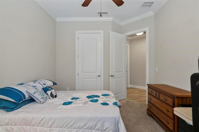 4 Midden Ln, Palm Coast, FL 32137 - bedroom featuring ornamental molding and a ceiling fan