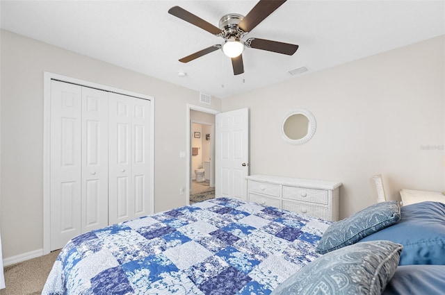 22 Post Tree Ln, Palm Coast, FL 32164 - carpeted bedroom with a closet and a ceiling fan