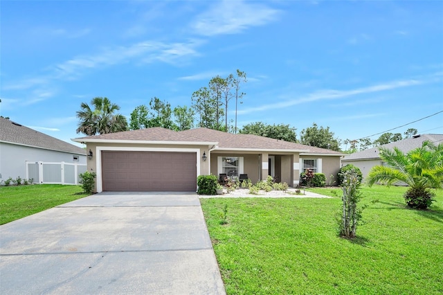 22 Post Tree Ln, Palm Coast, FL 32164 - ranch-style house featuring stucco siding, a garage, and concrete driveway