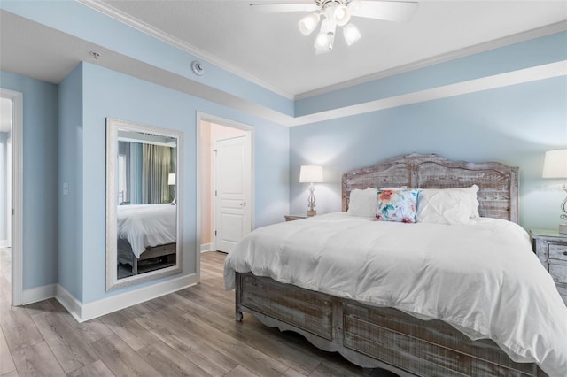 200 Ocean Crest Dr Unit 913, Palm Coast, FL 32137 - bedroom with ornamental molding, wood finished floors, and ceiling fan