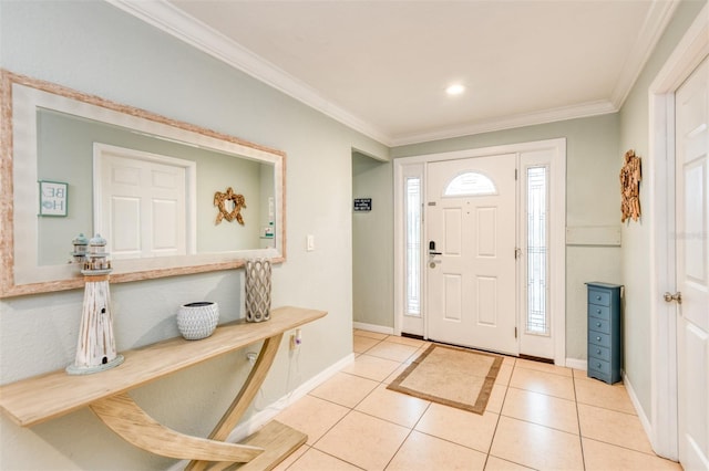 159 Southwind Cir, Saint Augustine, FL 32080 - tiled entryway featuring ornamental molding and recessed lighting