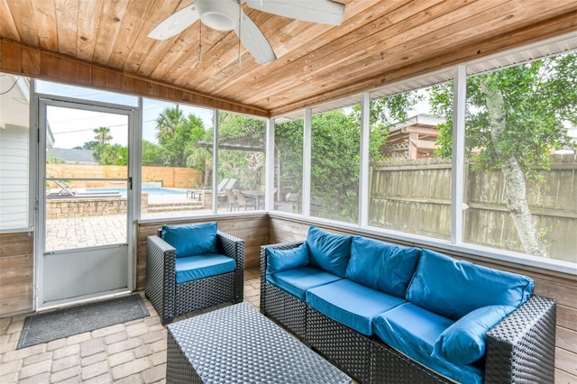 159 Southwind Cir, Saint Augustine, FL 32080 - sunroom / solarium with an outdoor living space and a ceiling fan
