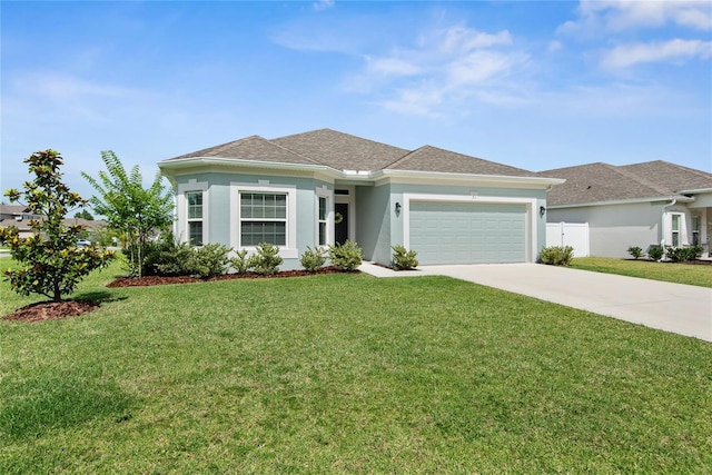 51 Oakleaf Way, Palm Coast, FL 32137 - ranch-style home featuring a garage, driveway, stucco siding, and a shingled roof