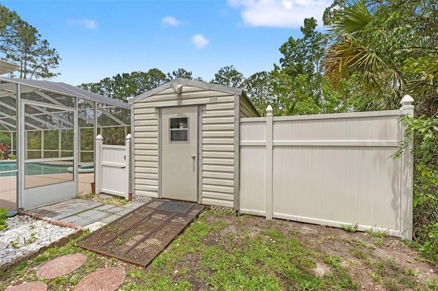 57 Prattwood Ln, Palm Coast, FL 32164 - view of shed with an outdoor pool