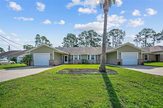 152 Fenimore Ln Unit A & B, Palm Coast, FL 32137 - ranch-style home with concrete driveway, a garage, brick siding, and a front lawn