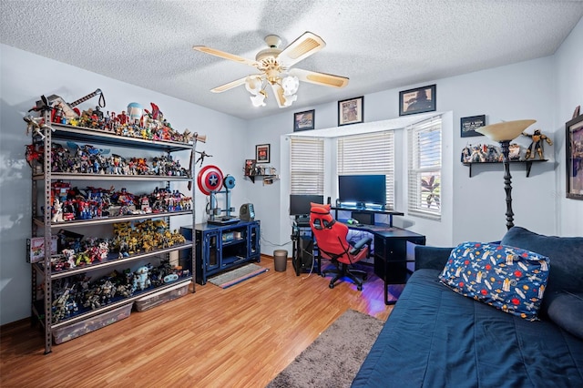 152 Fenimore Ln Unit A & B, Palm Coast, FL 32137 - office featuring wood finished floors, ceiling fan, and a textured ceiling