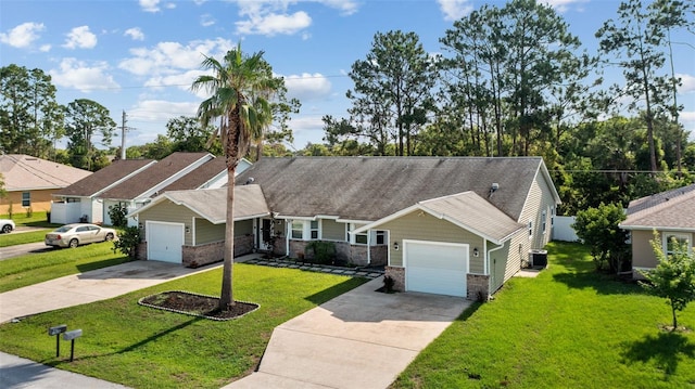 152 Fenimore Ln Unit A & B, Palm Coast, FL 32137 - ranch-style house featuring driveway, a garage, a front yard, and brick siding