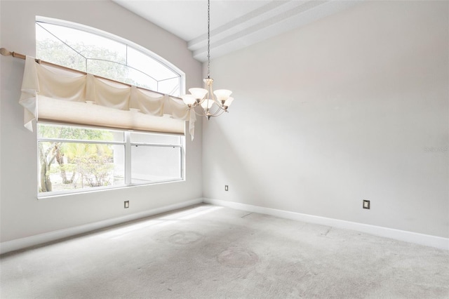 81 Brownstone Ln, Palm Coast, FL 32137 - carpeted spare room with a chandelier and healthy amount of natural light