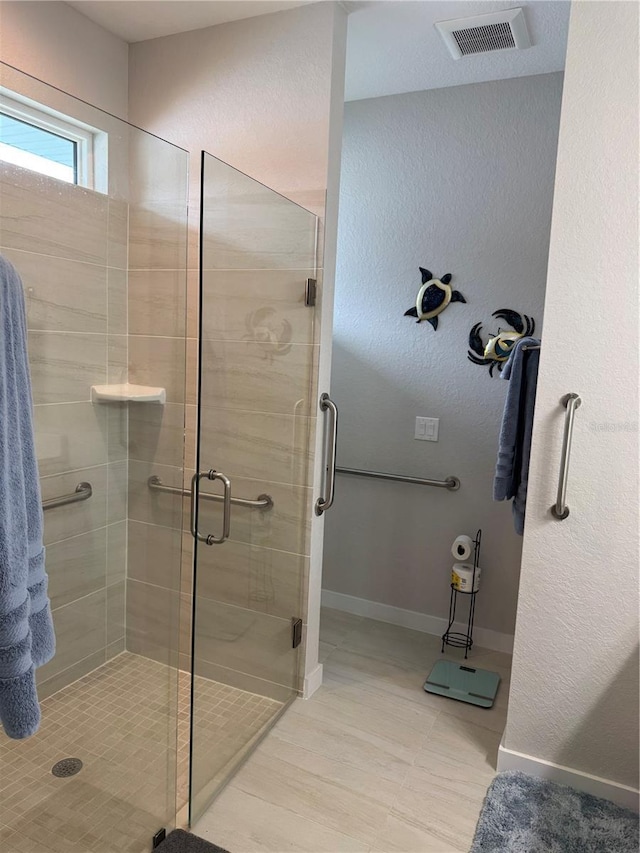 146 Via Madrid Dr, Ormond Beach, FL 32176 - bathroom with a shower stall and tile patterned floors