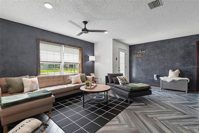 8 White Horse Ln, Palm Coast, FL 32164 - living area featuring a ceiling fan and a textured wall
