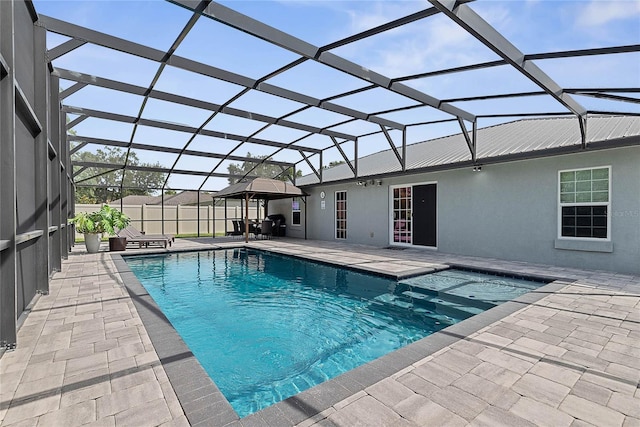 8 White Horse Ln, Palm Coast, FL 32164 - view of pool with a patio, glass enclosure, and a gazebo