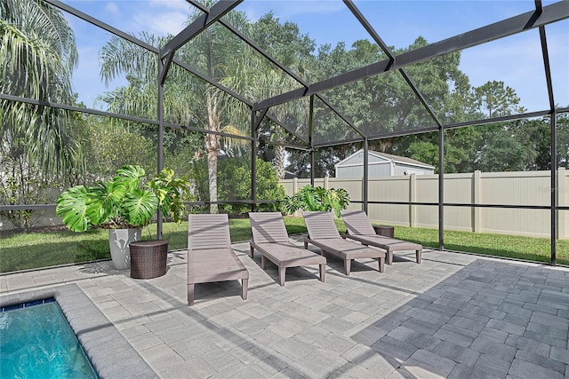 8 White Horse Ln, Palm Coast, FL 32164 - fenced backyard with a patio area and glass enclosure
