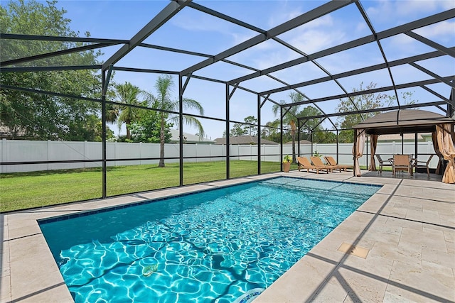 66 Randolph Dr, Palm Coast, FL 32164 - view of pool with a patio area, a fenced backyard, and a gazebo