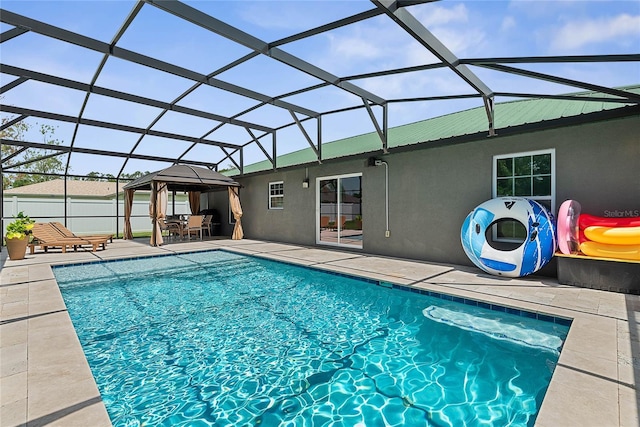 66 Randolph Dr, Palm Coast, FL 32164 - view of swimming pool featuring a patio area, a lanai, a gazebo, and outdoor dining area