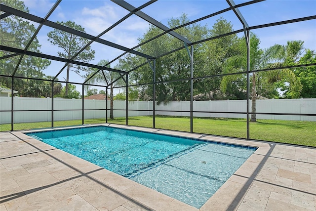 66 Randolph Dr, Palm Coast, FL 32164 - view of pool featuring a fenced backyard, a patio, and glass enclosure